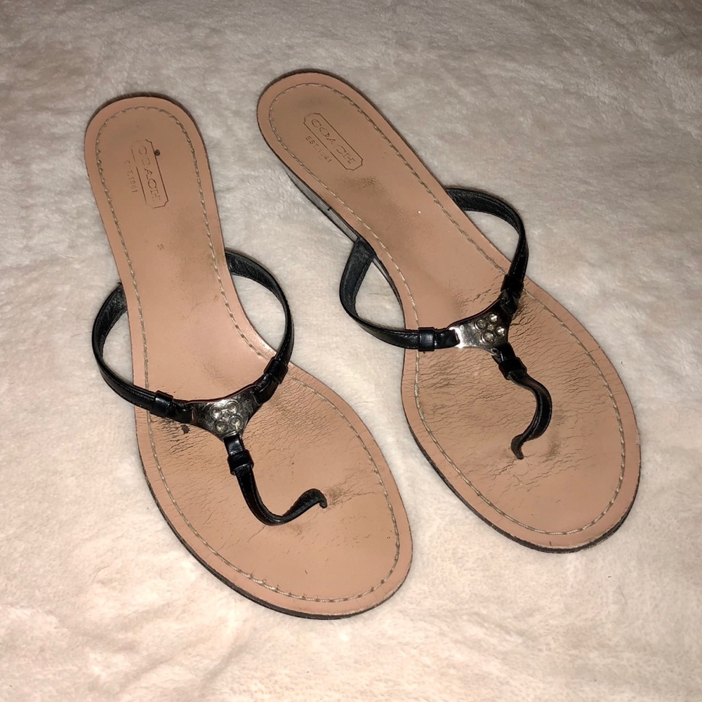 Coach Black Flip Flop Sandals Size 9.5
